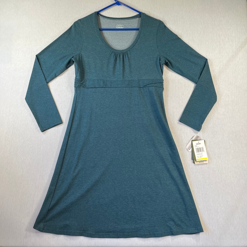 NEW Cabelas Vermillion Falls Dress Womens M Blue Heathered L77DR002 AZH M NWT